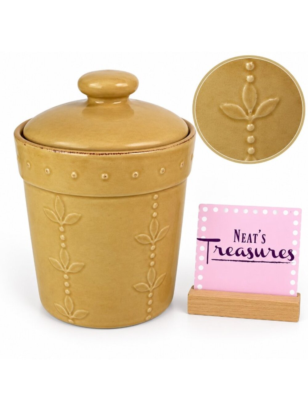 2007 Signature SORRENTO WHEAT GOLD Debby Segura Stoneware Large Lidded Canister